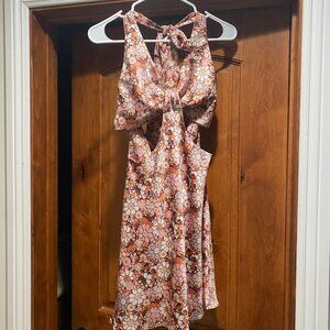 Floral Halter Backless Dress